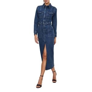 NWT | GOOD AMERICAN Fit For Success Long Sleeve Midi Shirt Dress | SZ XXL